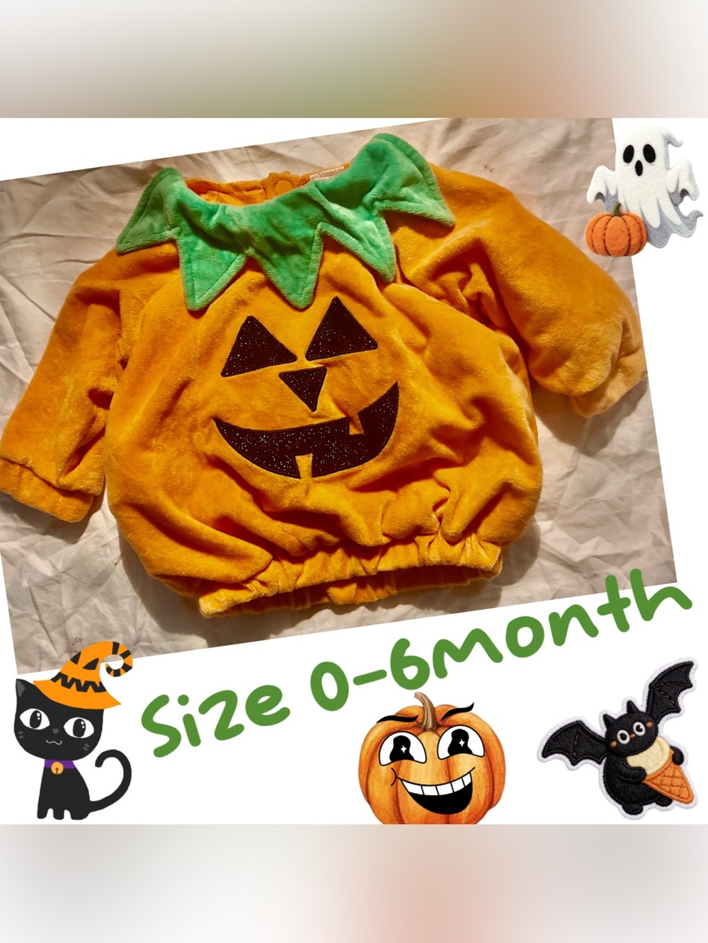 Target Orange Pumpkin Plush Costume Top with Green Collar